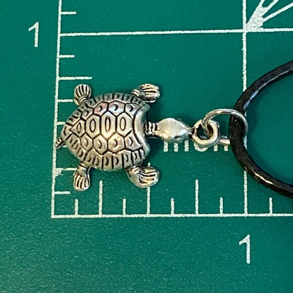 Sea Turtle Necklace Silver Tone Nautical Island Beach Black Cord 17-18" Surfer - Picture 6 of 6